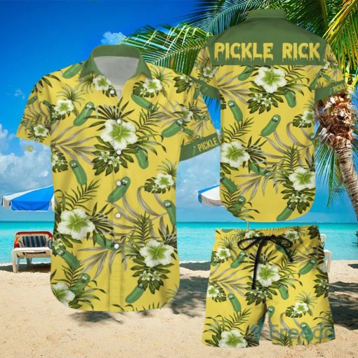 Pickle Rick Hawaiian Shirts And Short Summer Beach Set