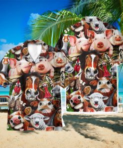 Pigs Play In The Farm Gift For Farmer AOP Hawaiian Shirt Beach Lover Summer Gift Shirt