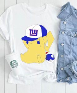 Pikachu wear the hat New York Giants football logo shirt