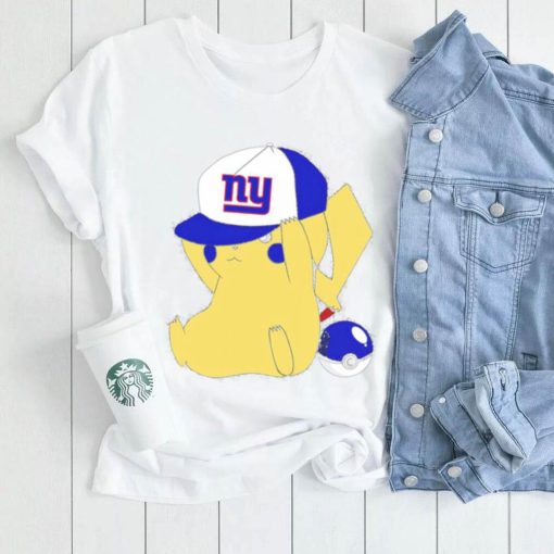 Pikachu wear the hat New York Giants football logo shirt