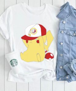 Pikachu wear the hat Washington Redskins football logo shirt