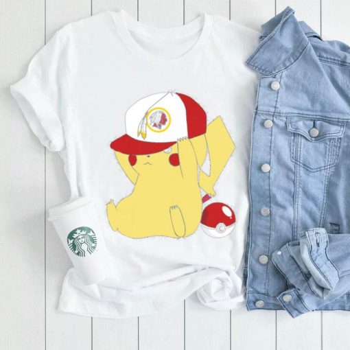 Pikachu wear the hat Washington Redskins football logo shirt