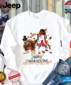 Pilgrim Hat Turkey Unicorn Dabbing Thanksgiving shirt