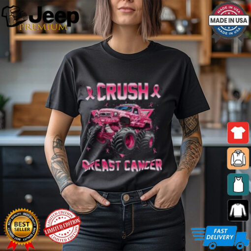 Pink Ribbon Monster Truck Breast Cancer Awareness Shirt for Kids, Support Tee