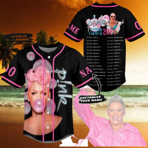 Pink Summer Carnival 2024 Personalized Baseball Jersey