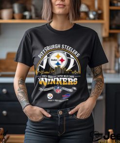 Pittsburg Steelers 2023 2024 AFC Super Wild Card Winners Skyline NFL Playoffs Divisional January 14 2024 At Highmark Stadium T Shirt