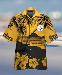 Pittsburg Steelers Short Sleeve Button Up Tropical Hawaiian Shirt