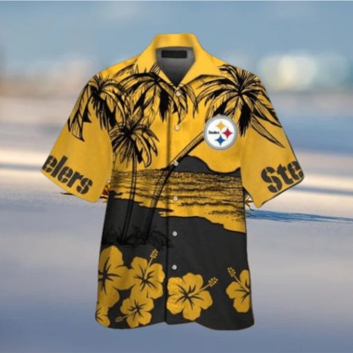 Pittsburg Steelers Short Sleeve Button Up Tropical Hawaiian Shirt