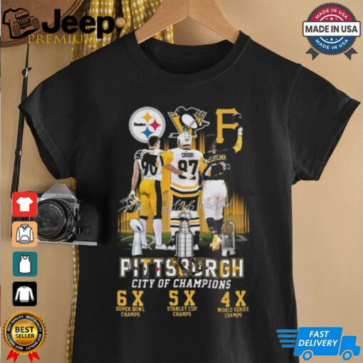 Pittsburgh City Of Champions Steelers Penguins Pirates Signatures 2024 Shirt