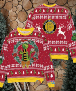 Pittsburgh Pirates x Grinch Dr. Seuss How the Grinch Stole Christmas MLB with World Series Trophy Ugly Christmas Sweater Red