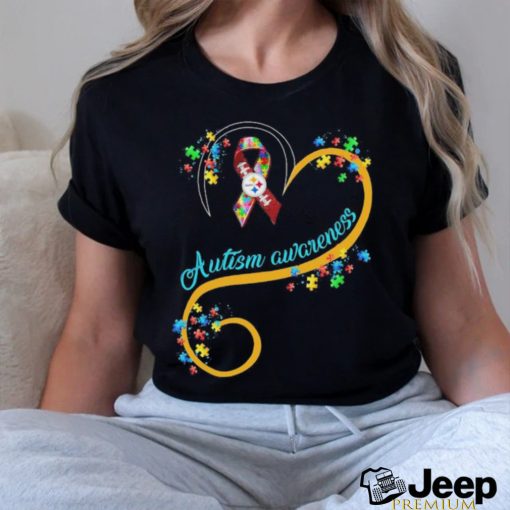 Pittsburgh Steelers Autism Awareness Heart Loves 2024 Logo Shirt