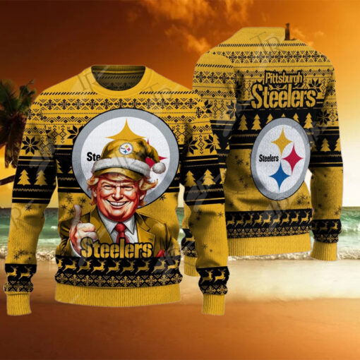 Pittsburgh Steelers Christmas Donald Trump Knitted Sweater