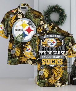 Pittsburgh Steelers Football Floral Aloha Hawaiian Shirt Summer Vacation