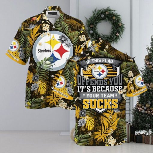 Pittsburgh Steelers Football Floral Aloha Hawaiian Shirt Summer Vacation