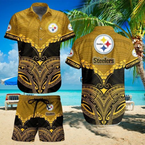 Pittsburgh Steelers Football NFL Polynesian Pattern Hawaiian Shirt And Short For Best Fans Gift New Trending Beach Holiday