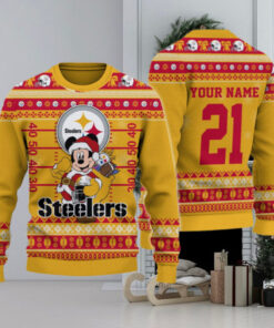 Pittsburgh Steelers Mickey Mouse Santa Ugly Christmas Sweater