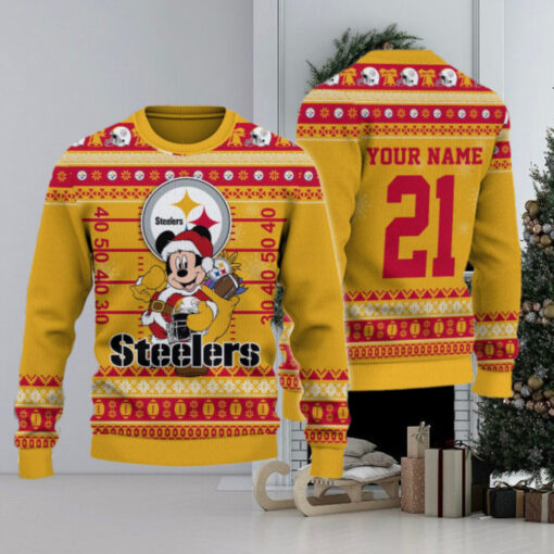 Pittsburgh Steelers Mickey Mouse Santa Ugly Christmas Sweater