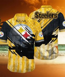 Pittsburgh Steelers NFL Football Hawaiian Shirt 3D Printed Short American Flag Print This Summer Gift For Fans