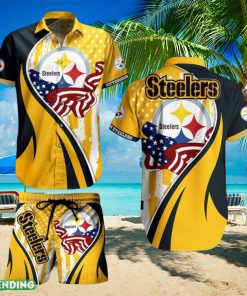 Pittsburgh Steelers NFL Hawaiian Shirt Vintage US Flag Graphic Trends Summer Gift For Men Women Fan NFL