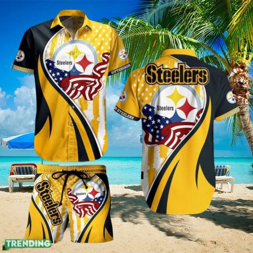 Pittsburgh Steelers NFL Hawaiian Shirt Vintage US Flag Graphic Trends Summer Gift For Men Women Fan NFL