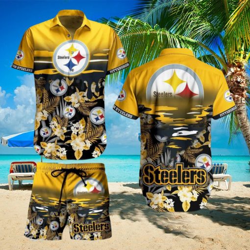 Pittsburgh Steelers NFL SAS Tropical Pattern Beach Hawaiian Shirt And Short For Best Fans New Trends For This Summer Beach