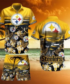 Pittsburgh Steelers NFL SAS Tropical Pattern Beach New Trends Best Fan Hawaiian Shirt And Short For Men Women Gift Summer Beach Team Holiday