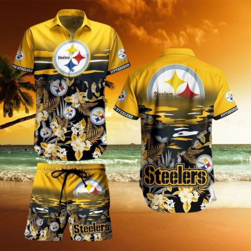 Pittsburgh Steelers NFL SAS Tropical Pattern Beach New Trends Best Fan Hawaiian Shirt And Short For Men Women Gift Summer Beach Team Holiday