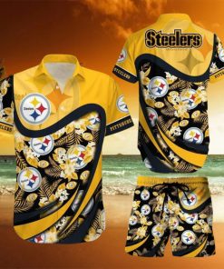 Pittsburgh Steelers NFL SAS Tropical Pattern Exotic Summer Beach Team Hawaiian Shirt And Short For Mem Women Gift
