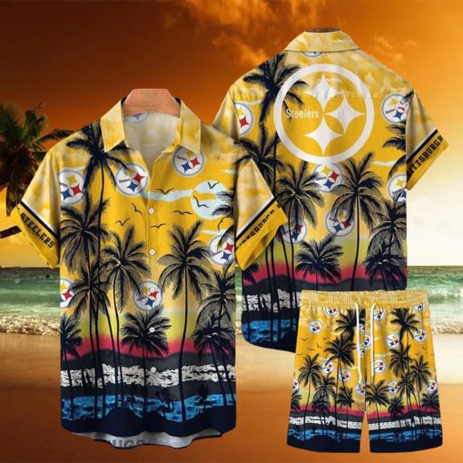 Pittsburgh Steelers NFL SAS Tropical Pattern Summer Beach Team Hawaiian Shirt And Short For Men Women Gift