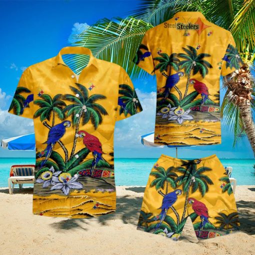 Pittsburgh Steelers Parrots Hawaiian Shirt And Short