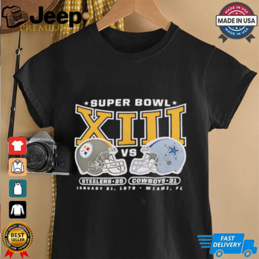 Pittsburgh Steelers vs Dallas Cowboys Super Bowl XIII helmet shirt