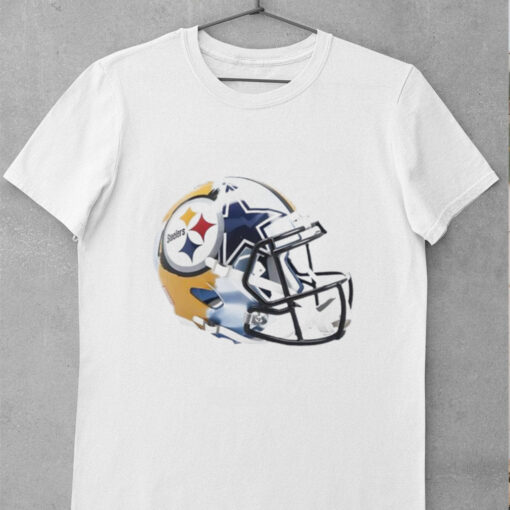 Pittsburgh Steelers vs Dallas Cowboys football helmet shirt