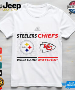 Pittsburgh Steelers vs. Kansas City Chiefs 2024 Wild Card Matchup shirt featuring bold graphics showcasing the logos of both teams, along with 