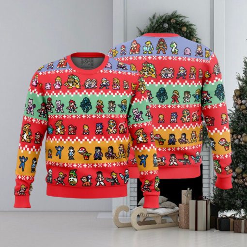 Pixel Smash Super Smash Bros Ugly Christmas Sweater