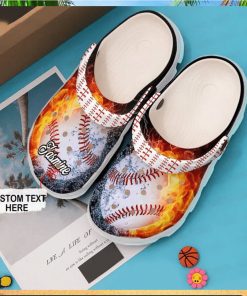 Play Ball Personalized Fire Themed Baseball Classic Comfort Clog Footwear