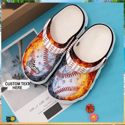 Play Ball Personalized Fire Themed Baseball Classic Comfort Clog Footwear