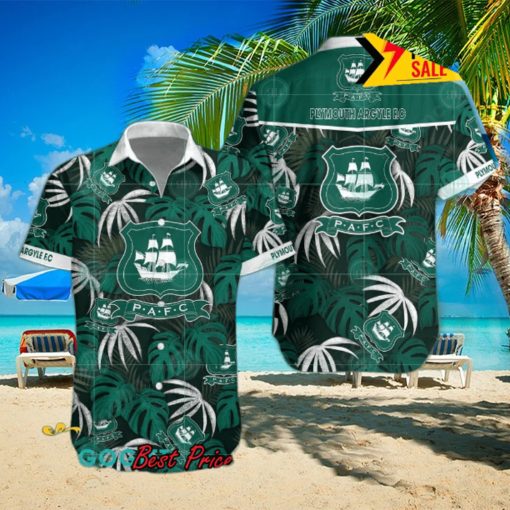 Plymouth Argyle FC Big Logo Tropical Leaves Hawaiian Shirt And Shorts