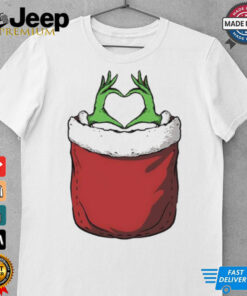 Pocket Grinch heart hand shirt