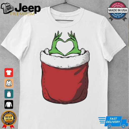 Pocket Grinch heart hand shirt