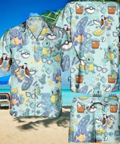 Pokemon Squirtle Hawaiian Shirts And Short Summer Beach Set