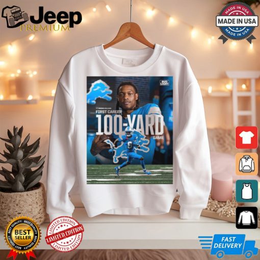 Poster Detroit Lions WR Jameson Williams First Career 100 Yard Game t shirt