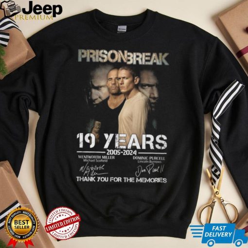 Prison Break 19 Years 2005 2024 Wentworth Miller Thank You For The Memories T Shirt