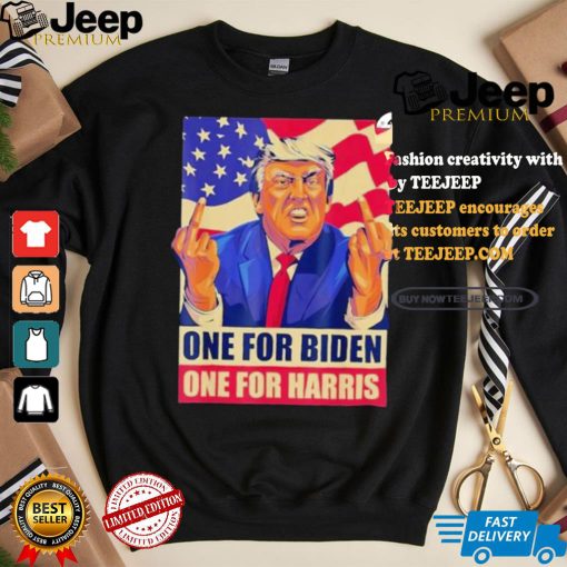 Pro Trump Anti Kamala Harris Joe Biden 2024 Election Vote Trump Middle Finger One For Joe One For Kamala T shirt