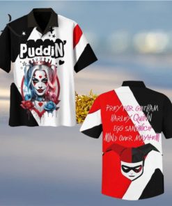 Puddin Prey For Gotham Harley Quinn Egg Sanwich Mind Over Mayhem Hawaiian Shirt