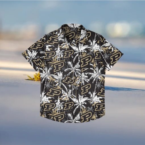 Purdue Boilermakers Black Floral Hawaiian Shirt