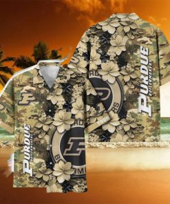 Purdue Boilermakers Custom Name Personalized Camo Flower Pattern Hawaiian Shirt