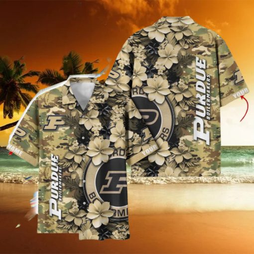 Purdue Boilermakers Custom Name Personalized Camo Flower Pattern Hawaiian Shirt