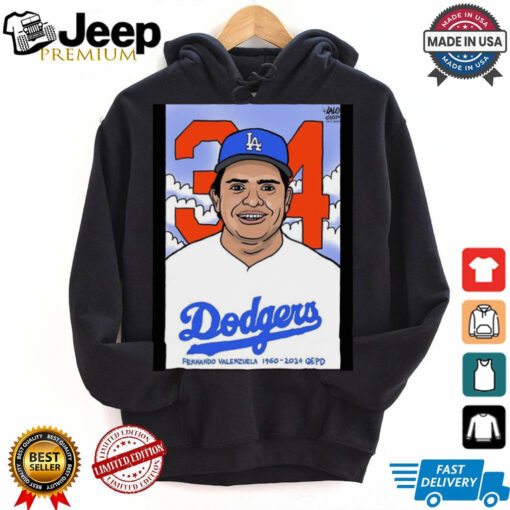 RIP Fernando Valenzuela LA Dodgers 1960 2024 QEPD Cartoon t shirt