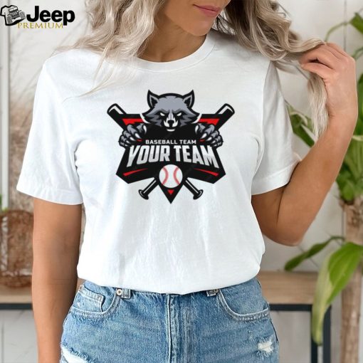 Raccoon Mascot For Baseball Team Logo T   Shirt