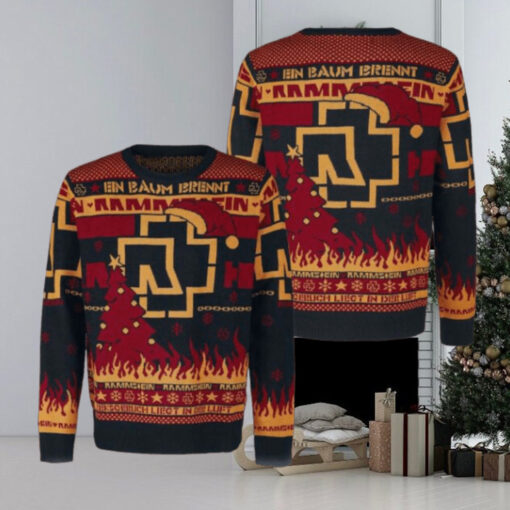 Rammstein En Baum Brennt Flames Ugly Christmas Sweater